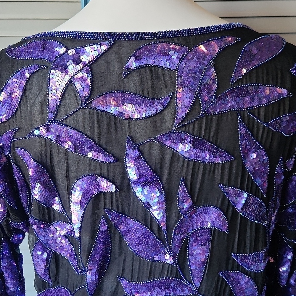 Vintage Black and Purple Sequin Top - Picture 10 of 12